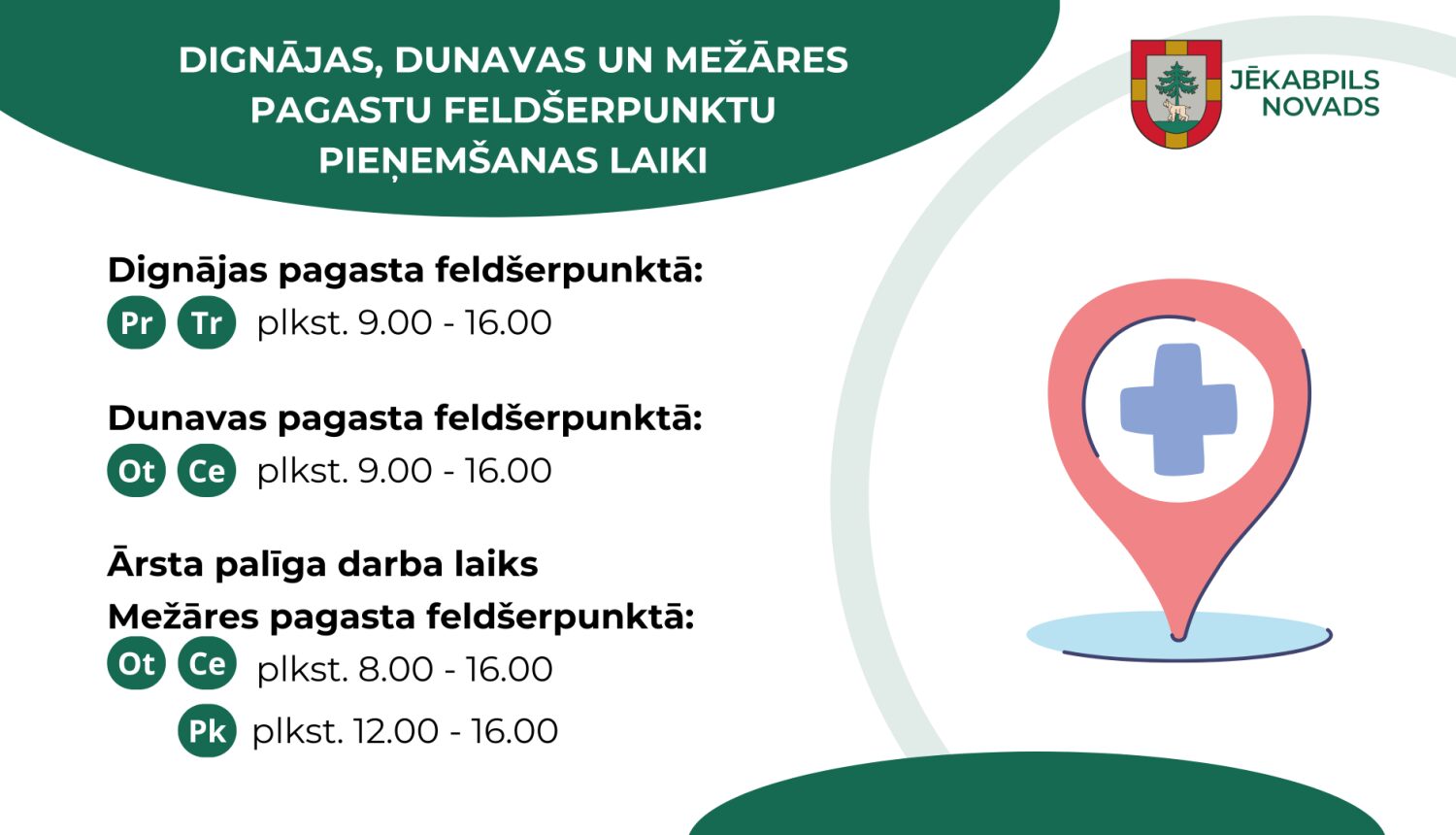 Trijos feldšerpunktos izmaiņas darba laikā