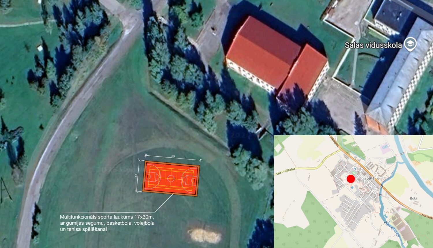 Salas ciemā būvēs multifunkcionālu sporta laukumu