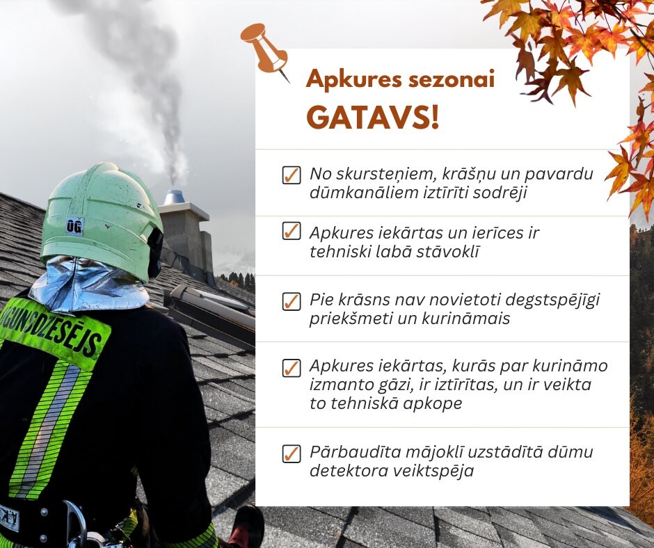 Sākas oficiālā apkures sezona; VUGD atgādina prasības, kas jāievēro